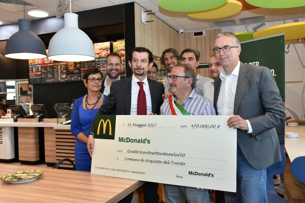 Da McDonald’s Italia 470mila euro per la ricostruzione di Arquata del Tronto
