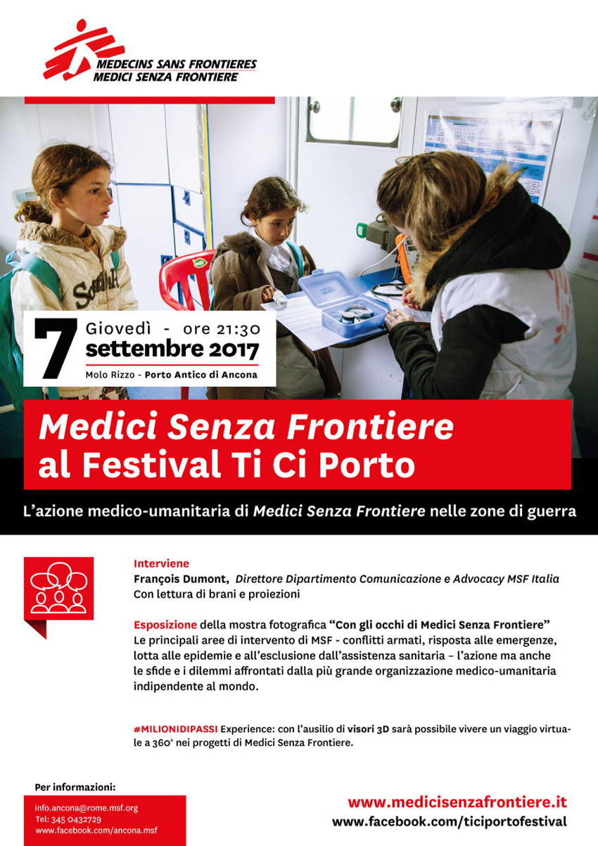 Medici Senza Frontiere ospite giovedì ad Ancona a Ti Ci Porto Festival