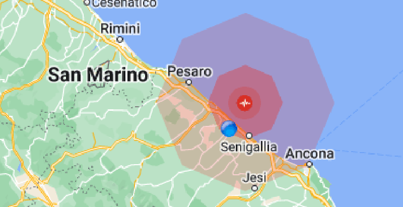 Paura per una nuova scossa di terremoto: l’epicentro in mare, al largo di Senigallia